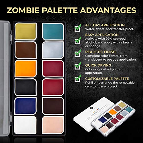 Narrative Cosmetics Zombie Alcohol-Activated Palette, Activator & Remover Kit, SFX Makeup Set U6896