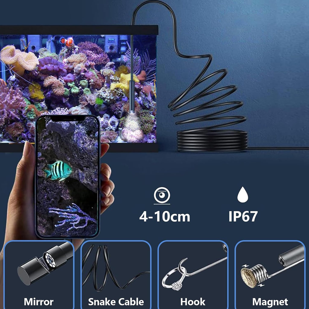 Industrial Endoscope Camera 1920P HD with 8 LED Lights, 16.4ft Cord for iPhone iPad G5437