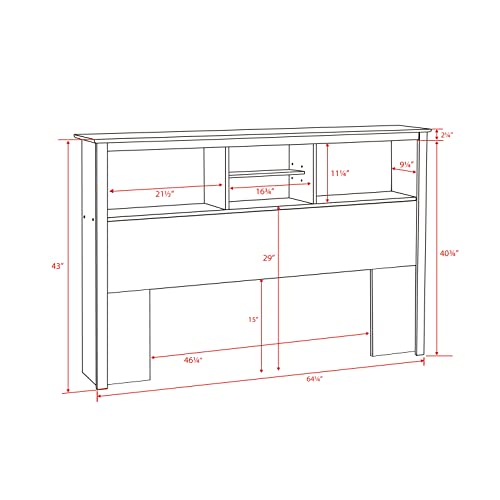 Prepac King Bookcase Headboard, Black A905