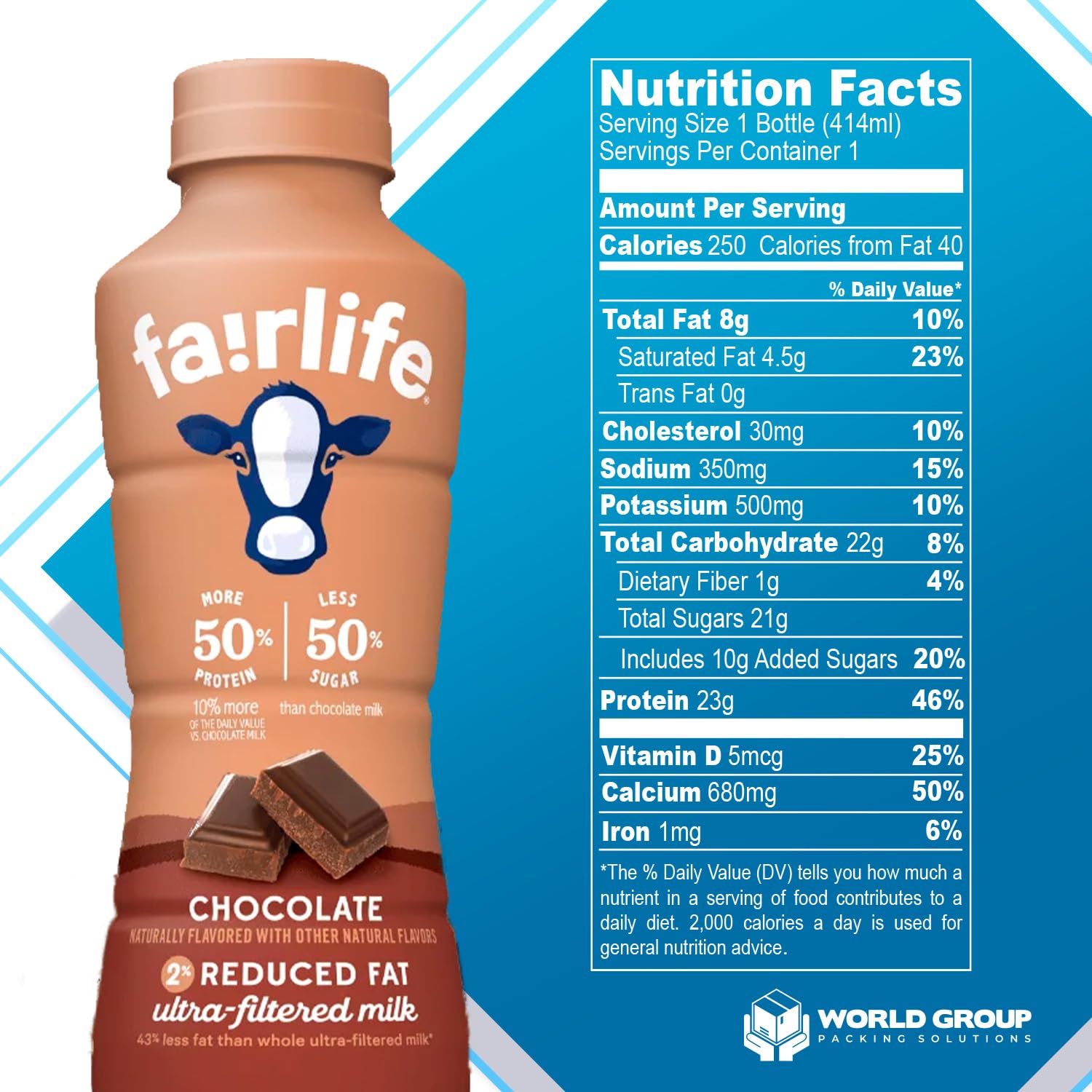 Fairlife Rich Chocolate 23g Protein Ultra-Filtered Low Fat Milk, 14oz Bottle (Pack of 12) M334