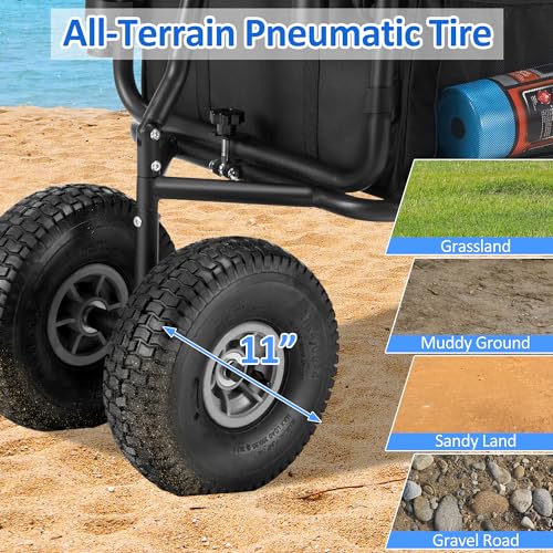 AHB Fishing Cart 550lbs Heavy Duty Foldable Beach Wagon with All Terrain Wheels S239642