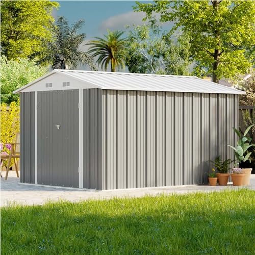 Patiowell 3 x 3 FT Outdoor Storage Shed with Sloping Roof, Grey F27529