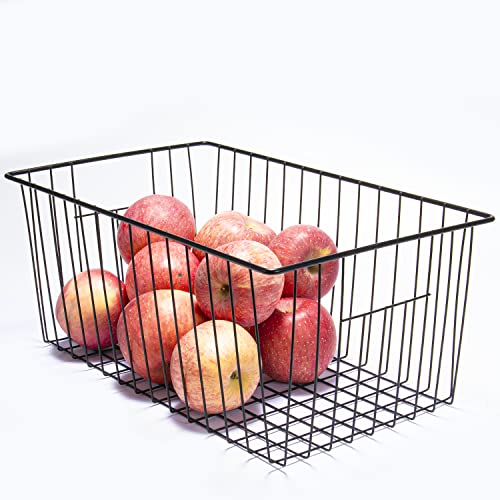 16" Upright Freezer Organizer Baskets, Wire Storage Bins, White, Set of 6 V556519