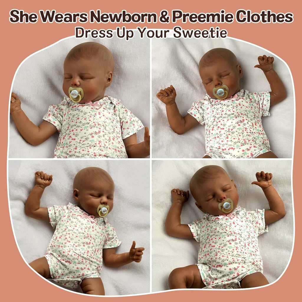 JIZHI Lifelike Reborn Baby Doll Black 17-Inch Soft Body Realistic Newborn Y418