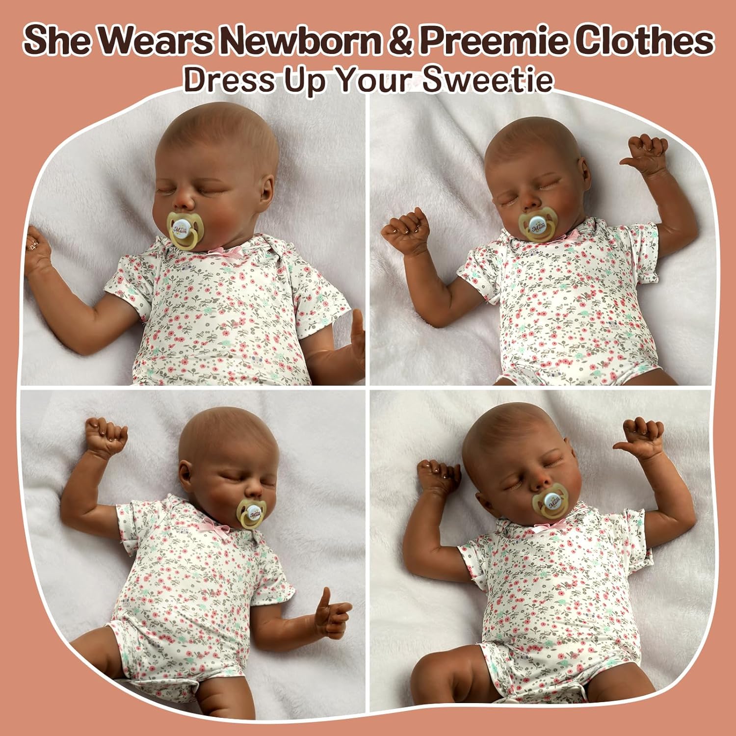 JIZHI Lifelike Reborn Baby Doll Black 17-Inch Soft Body Realistic Newborn Y418