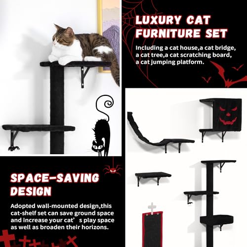COZIWOW Wall Mounted Cat Shelves and Perches, Set of 5 (Grey) Y44261