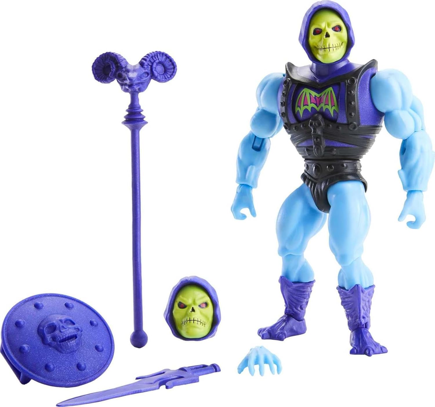Masters of the Universe Origins Deluxe Skeletor Action Figure, 5.5-in Battle Character for Storytelling Play and Display, Gift for 6 to 10-Year-Olds and Adult Collectors