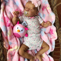 JIZHI Lifelike Reborn Baby Dolls Black - 17-Inch Baby Soft Body Realistic Newborn Baby Dolls African American Real Life Baby Dolls with Feeding Kit & Gift Box for Kids Age 3+