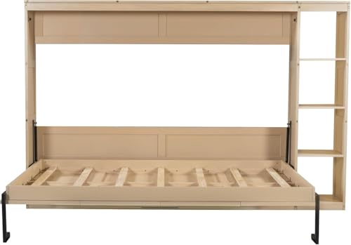 Full Murphy Bed with Storage Shelves, White Z979
