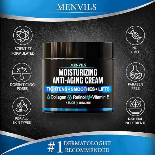 Men's Face Moisturizer Cream with Collagen and Retinol, 4 oz V598