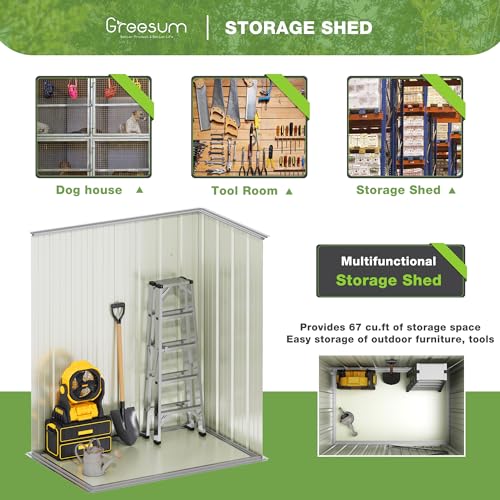 Greesum Outdoor Storage Shed 6 x 8 ft Metal Garden Utility Tool Shed with Lock, Brown U409