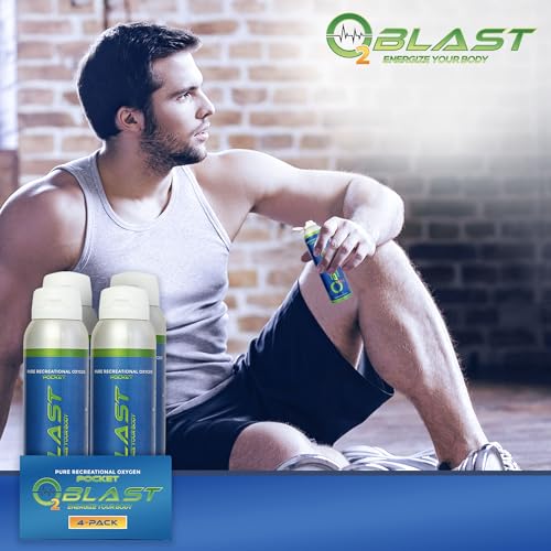 O2 Blast Pure Oxygen Supplement 4 Liter Portable Canned Oxygen 4 Pack I6595