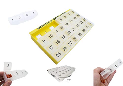 Promed 4 Week Monthly Pill Organizer with Tray, Green O35291