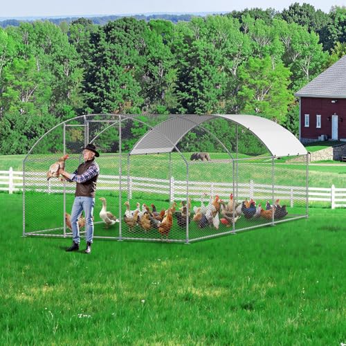 VEVOR Large Metal Chicken Coop with Run, Walk-in Outdoor Poultry Pen W388