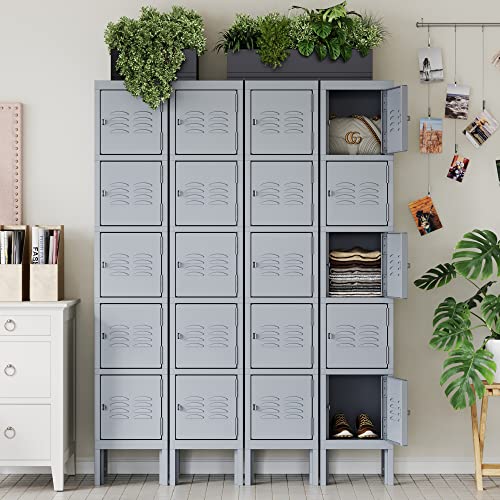 Letaya Metal Lockers 5 Doors 66" Tall Steel Storage Cabinet Gray G40479
