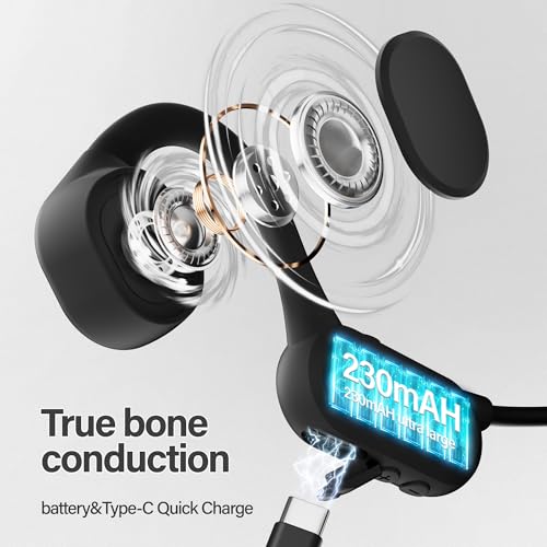 Bone Conduction Headphones Wireless Bluetooth 5.4 Open-Ear with Mic Waterproof Sports Earphones Black B90318
