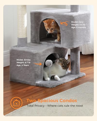 45-Inch Cat Tree with 2 Condos, Scratching Posts and Hammock F616
