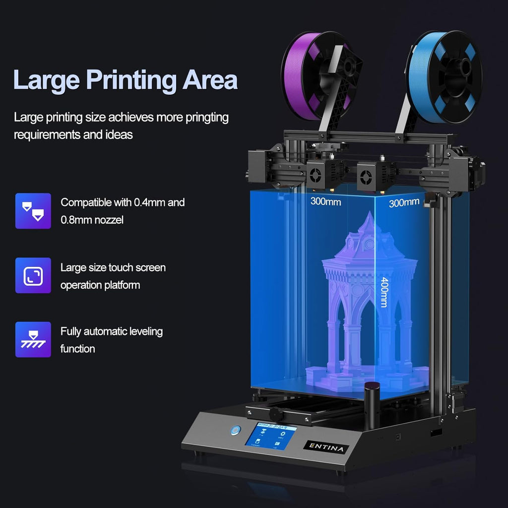 Entina X40 V3 IDEX 3D Printer, Independent Dual Extruder, 300x300x400mm B324625