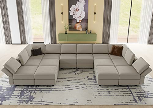 Belffin Oversized Modular Sectional Sofa with Double Chaises and Storage F17277