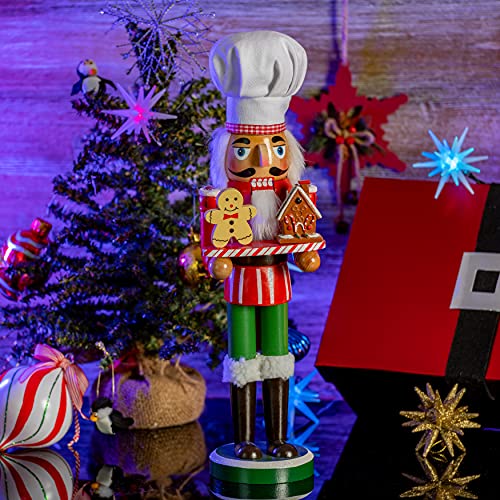 Ornativity Christmas Chef Nutcracker Figure Wooden with Gingerbread Man 15" S627575