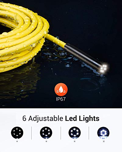 DEPSTECH Wireless Endoscope 5.0MP HD Inspection Camera with Light, 16.5FT Semi-Rigid Snake, for iPhone & Android F141241