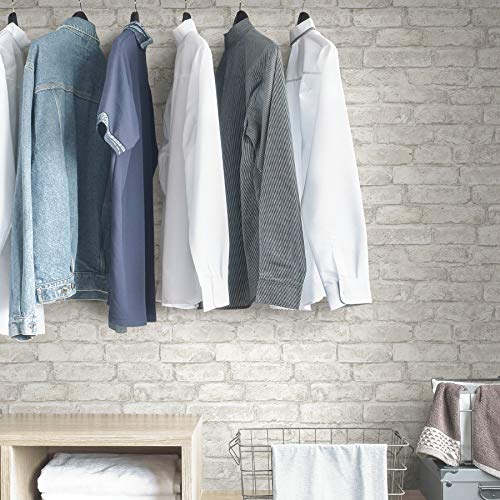 InHome NHS3709 Denver Brick Peel Stick Wallpaper, White T848303