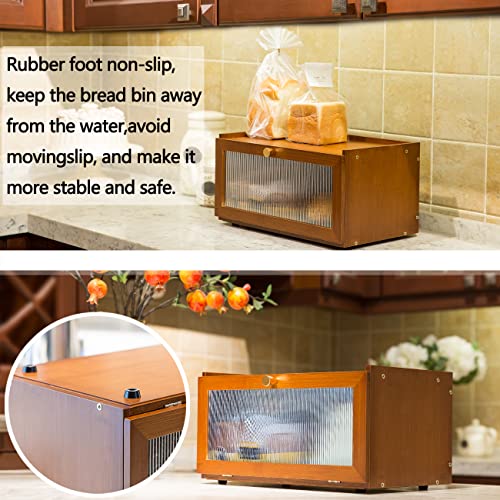 Bamboo Bread Box for Kitchen Countertop with Window, Brown J60645