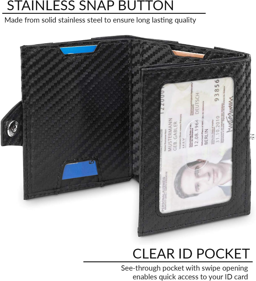 TRAVANDO Slim Wallet for Men Carbon RFID Blocking D450
