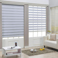 HTTMT- Zebra Roller Blinds [(W) 20“ x (H) 72”] White, Cordless, Dual Layer Shades, Sheer or Privacy Light Control, Day and Night Window Drapes, Easy to Install, Striped Dove [P/N: ET-ZB-W-20]