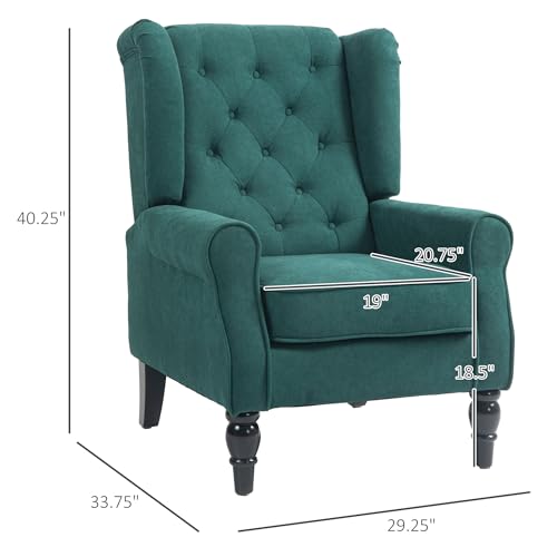 HOMCOM Mid-Century Modern High Wingback Accent Chair with Wood Legs, Dark Brown V59069