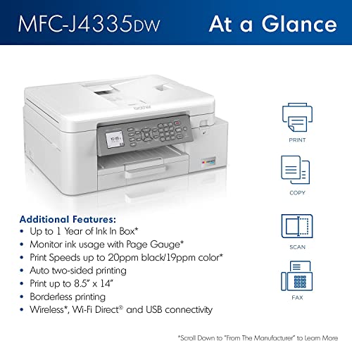 Brother MFC-J4335DW INKvestment Tank All-in-One Printer with Duplex and Wireless Printing V8008