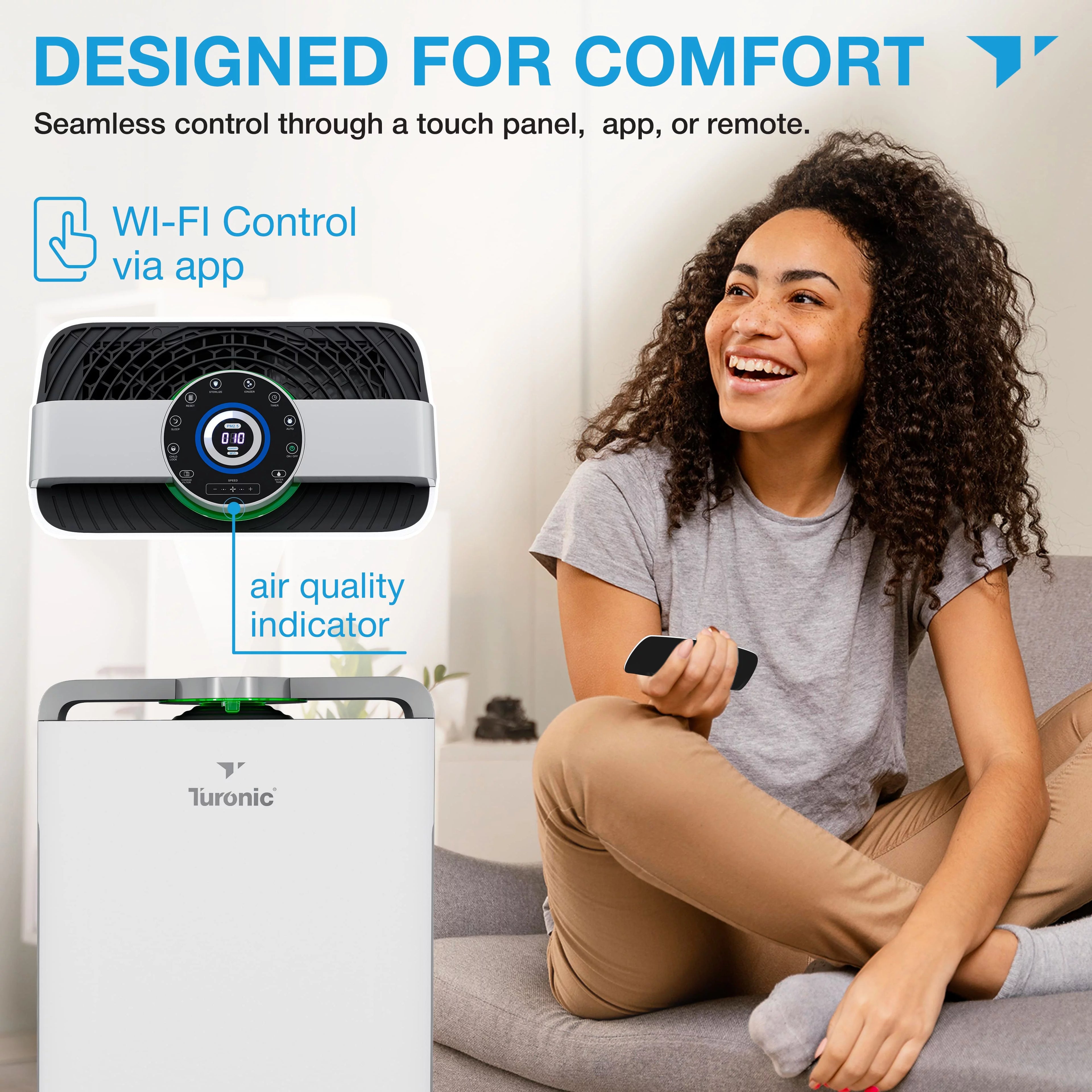 Turonic PH950 Hepa Air Purifier with Humidifier for Large Rooms D300987