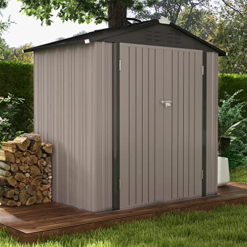 Patiowell 5x3 FT Outdoor Storage Shed with Sloping Roof and Lockable Door, Brown L4971
