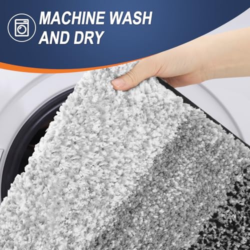OLANLY U-Shaped Toilet Rug 24x20, Absorbent Microfiber Bath Mat, Non-Slip, Grey G53989