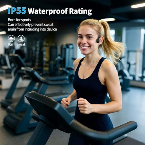 Bone Conduction Headphones Wireless Bluetooth 5.4 Open-Ear with Mic Waterproof Sports Earphones Black B90318