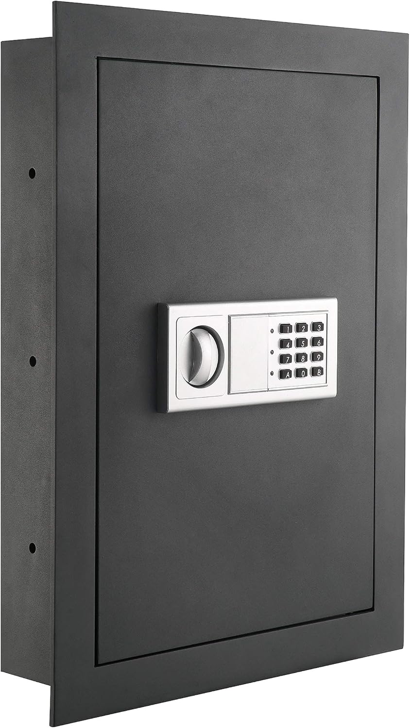STALWART Electronic Flat Wall Safe Box with Digital Keypad and 2 Manual Override Keys – Protect Money, Jewelry, Passports, and Documents – For Home or Business (Dark Gray)