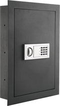 STALWART Electronic Flat Wall Safe Box with Digital Keypad and 2 Manual Override Keys – Protect Money, Jewelry, Passports, and Documents – For Home or Business (Dark Gray)