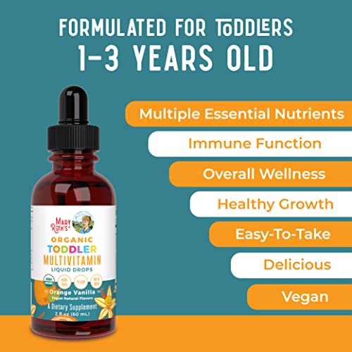 MaryRuth Organics Multivitamin & Multimineral with Iron for Toddlers, Liquid Drops, Ages 1-3, 2 Fl Oz O55990