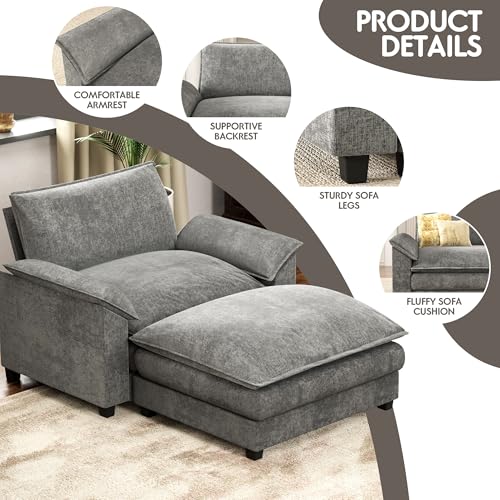 Homall 119" Modular Sectional Sofa with Reversible Ottoman, Light Grey V97154