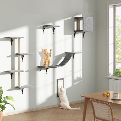 COZIWOW Wall Mounted Cat Shelves and Perches, Set of 5 (Grey) Y44261