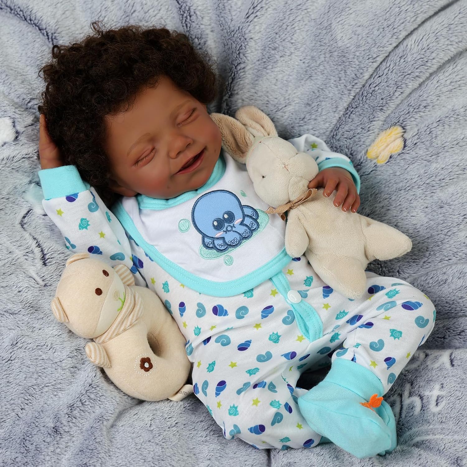 BABESIDE Lifelike Reborn Black Boy Doll 20 Inch Soft Body Realistic Vinyl Head N10732