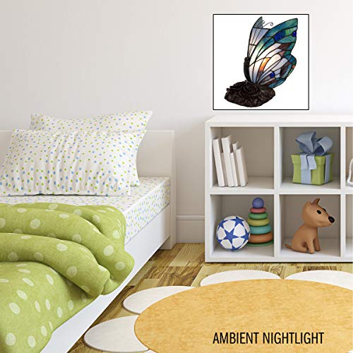 Tiffany Style Butterfly Stained Glass Table Lamp with LED Bulb by Lavish G178383