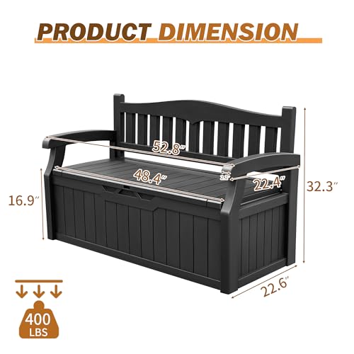 Devoko 80 Gallon Lockable Storage Bench Deck Box for Patio, Black Z966662