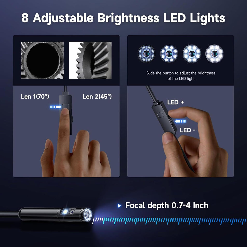 Endoscope Camera with Light, 1920P HD Borescope, IP67 Waterproof 16.5FT for iPhone iPad Android K19485