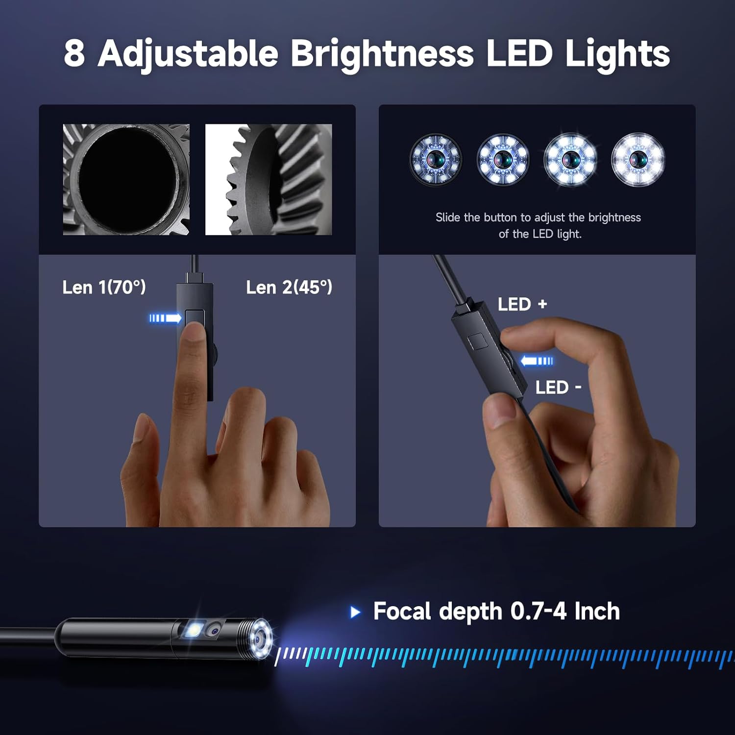Endoscope Camera with Light, 1920P HD Borescope, IP67 Waterproof 16.5FT for iPhone iPad Android K19485