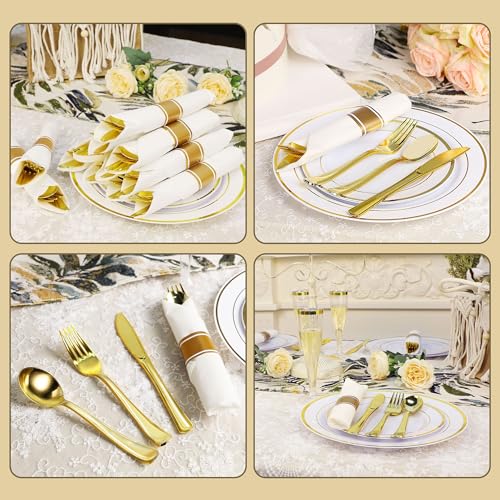 Zcaukya Gold Plastic Dinnerware Set for 50 Guests Z995447