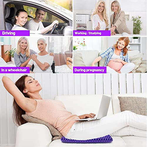 Extra Large Gel Seat Cushion, Double Thick Breathable Honeycomb Design, Pressure Relief Purple Y812