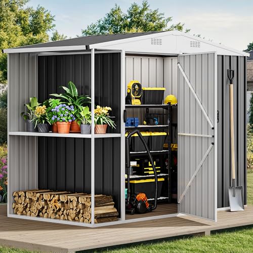 DWVO 6x4ft Metal Storage Shed for Outdoors, Dark Gray T6985