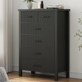 Fluted 6 Drawers Dresser for Bedroom, Tall Boho Chest with Metal Handle, Natural Oak S427