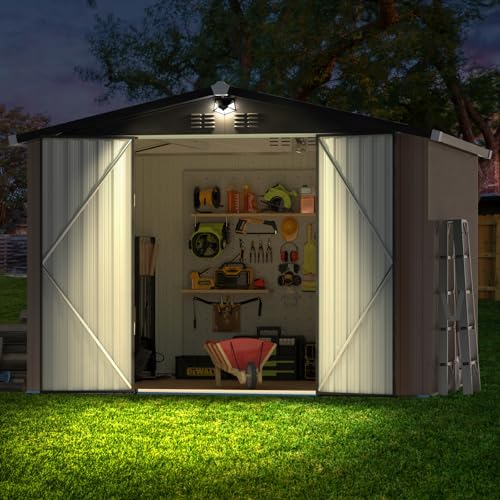 Metal Storage Shed 10x12 Outdoor Building with Lockable Doors T60989